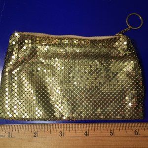 Vintage Whiting and Davis Co Gold Metal MESH Studs Change PURSE 6.5" Handbag
